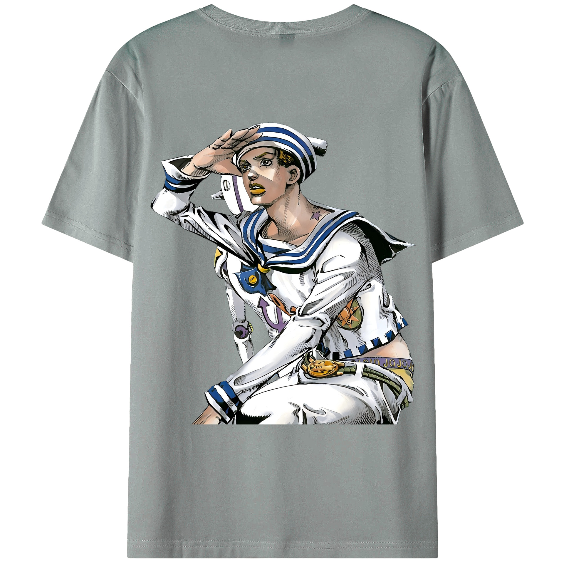 （画像用） ジョジョの奇妙な冒険 東方定助 JoJo's Bizarre Adventure Higashikata Josuke 綿100％ メンズ半袖Tシャツ（バックプリント） 通気性